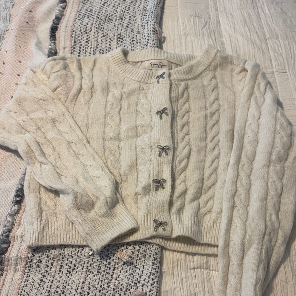 Jessica Simpson Beige Cable Knit Cardigan